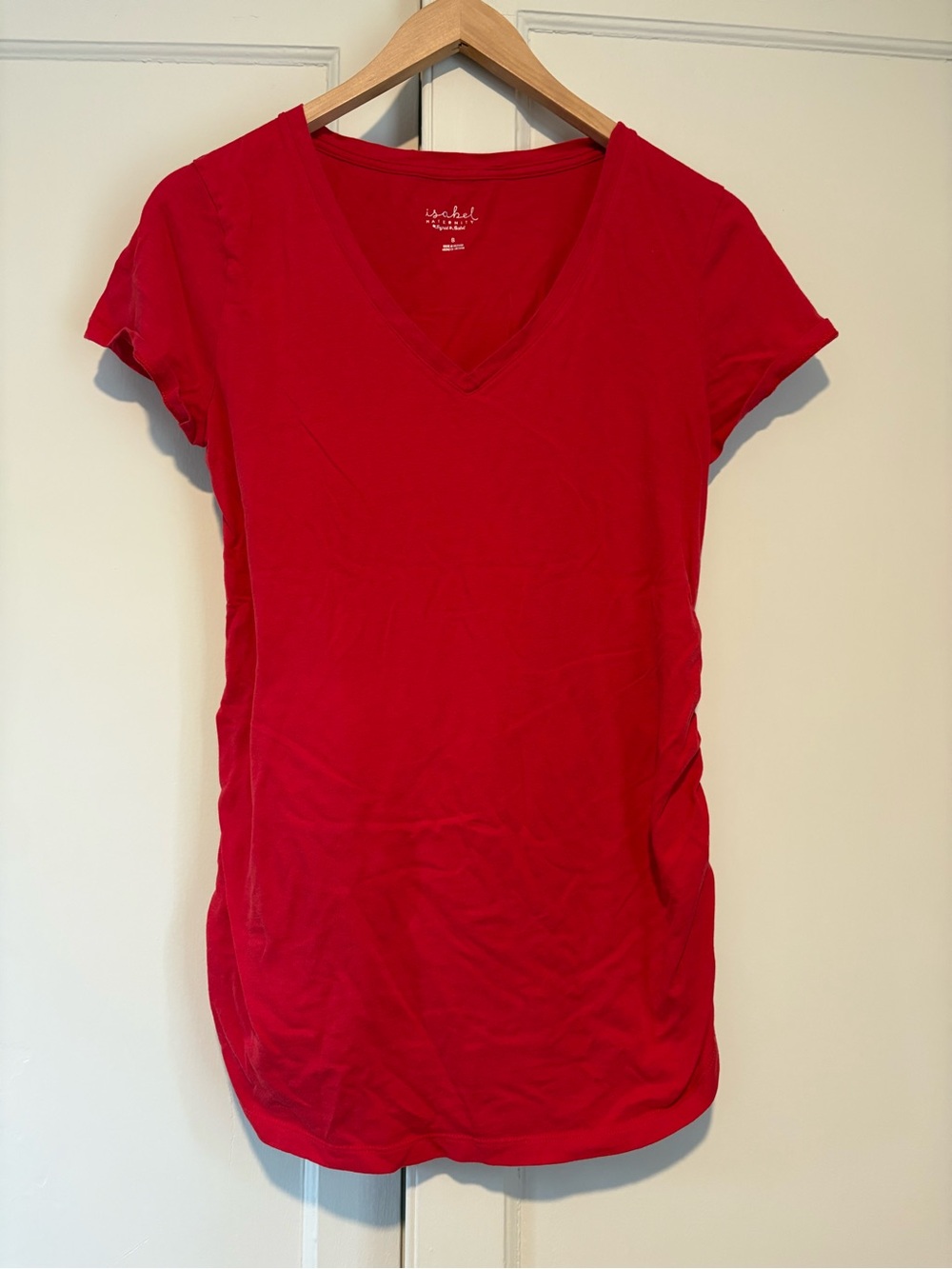Isabel Maternity Red V-Neck Short Sleeve Tee
